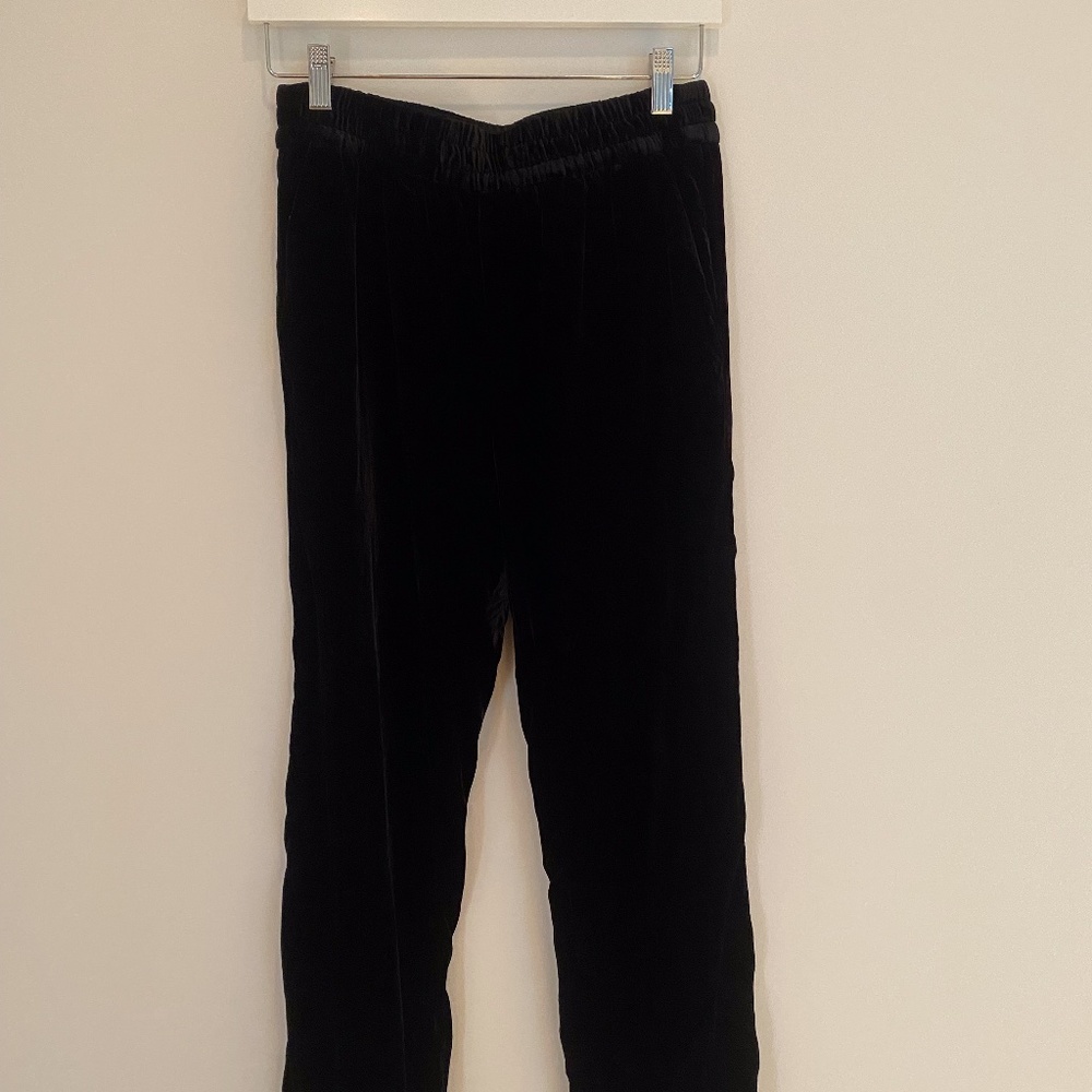J CREW black velvet jogger pants